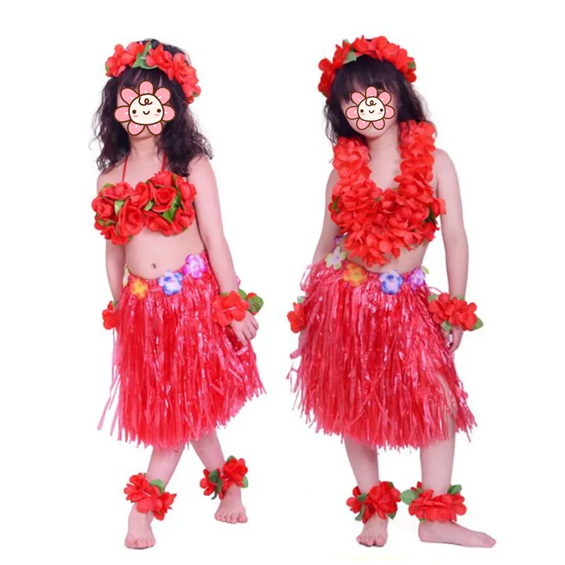 Дети девочки Hawaii Flower Lei хула повязка гирлянда браслеты для ног полосы бюстгальтер