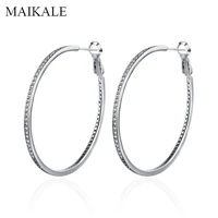 maikale luxury cubic zirconia big hoop earrings for women 3 54 5cm gold large round circle earring party jewelry gifts