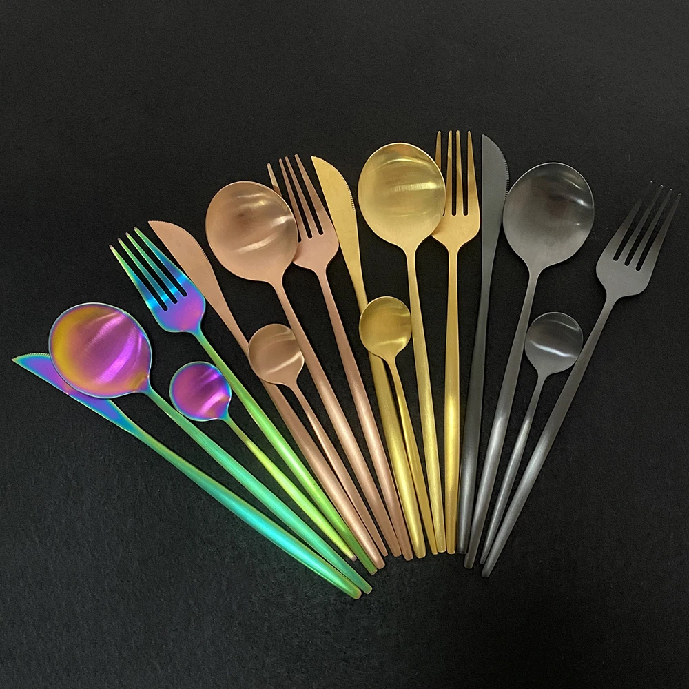 24 шт./компл. набор посуды черный столовых приборов из нержавеющей стали нож вилка