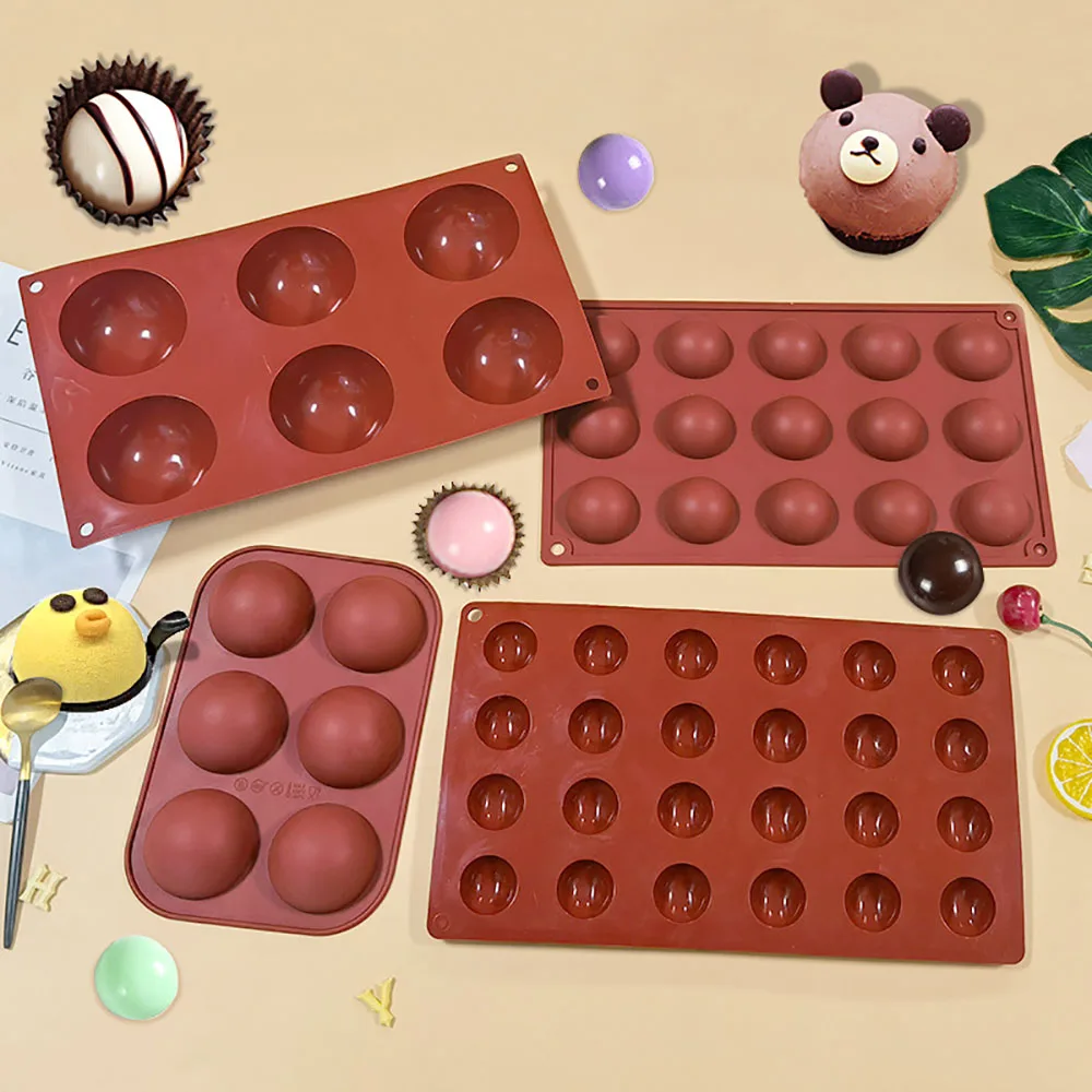 

5/6/8/15/24/36 Holes 3D Semicircle Mousse Silicone Cake Mold DIY Chocolate Jelly Mold Baking Dish For Cake Decorating Tools