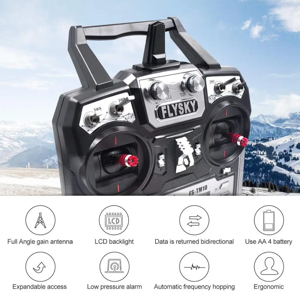 Контроллер передатчика Flysky TM10 FS 2 4G 10CH RC с приемником iA6B обновление i6X для