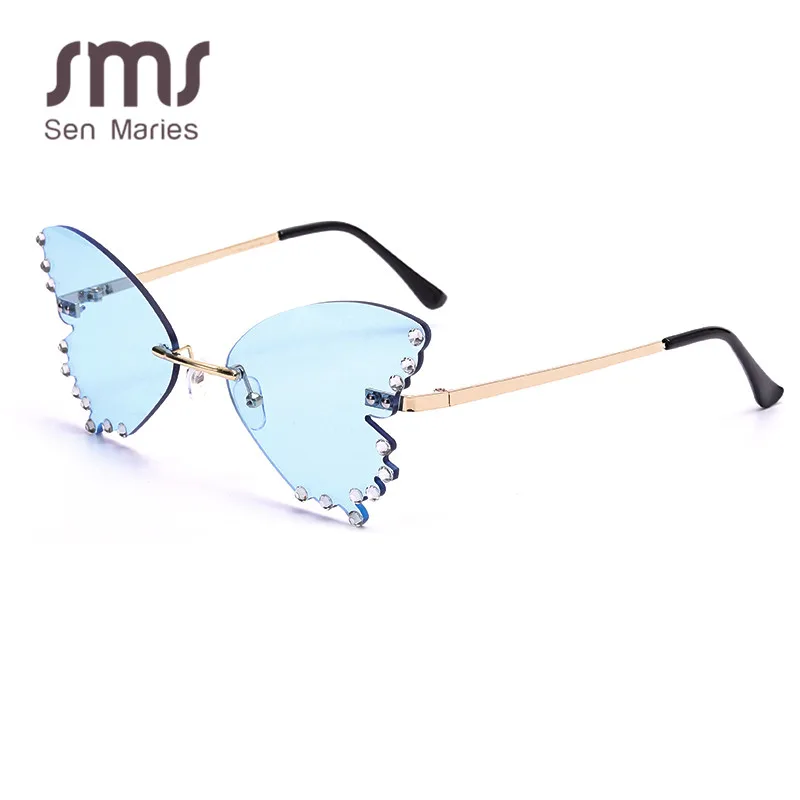 Солнцезащитные очки унисекс без оправы с бриллиантами UV400 2020 | Аксессуары для