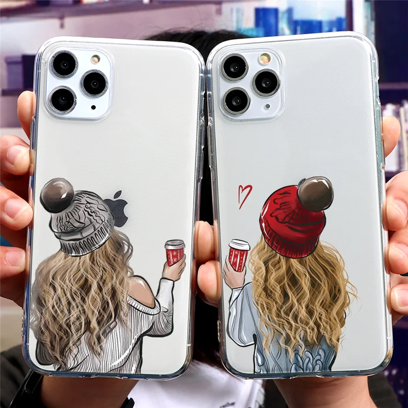 Мягкий силиконовый чехол для телефона девочек Bff Best Friends iPhone SE 2020 6 6S 7 8 Plus X XR XS 12 11 Pro