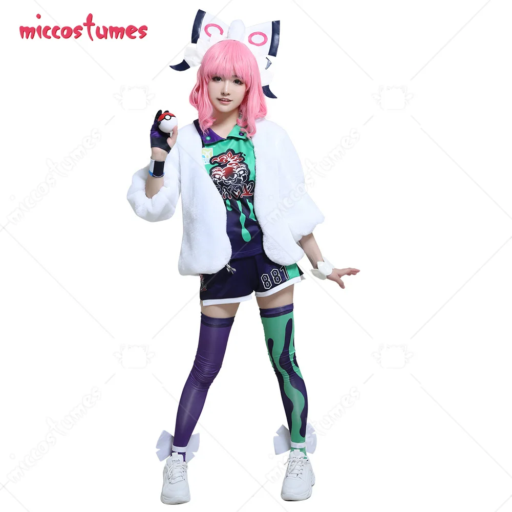 Women's Anime Gym Leader Cosplay Costume Full Set with Stockings Gloves Headdress