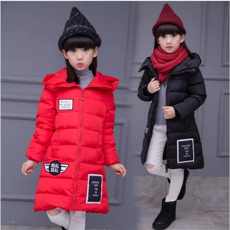 Новинка 2018 года Длинная хлопковая стеганая куртка с капюшоном для девочек