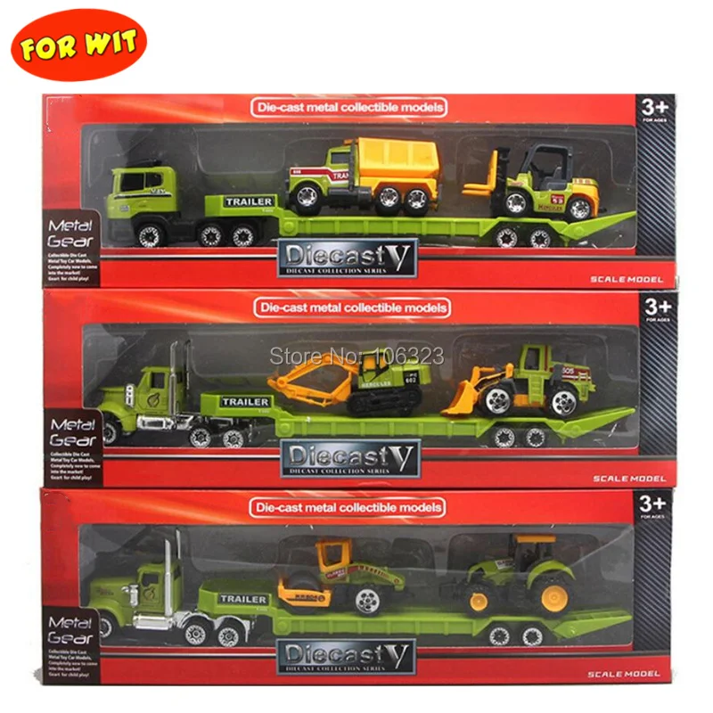 3 шт планшетный грузовой автомобиль с 6 автомобилями Литые металлические
