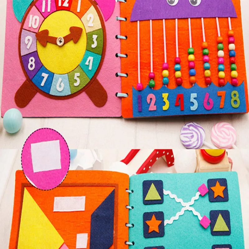 Montessori Dress Boards Quiet Book Baby Early Learning Basic Life Skills Toys Graphic Matching Baby Felt Book Homemade Books Toy