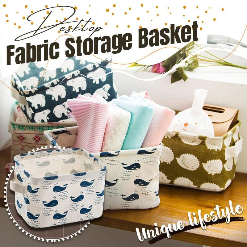 

Portable storage basket desktop storage organizer cosmetic storage box linen waterproof coating design storage basket Dropship