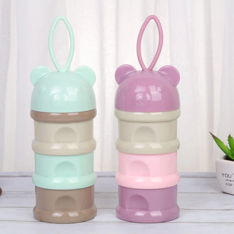 

Portable Baby Food Milk Powder Storage Box Kids Cartoon Formula Dispenser Toddle 3 Layer Feeding Formula Snacks Container Boxes