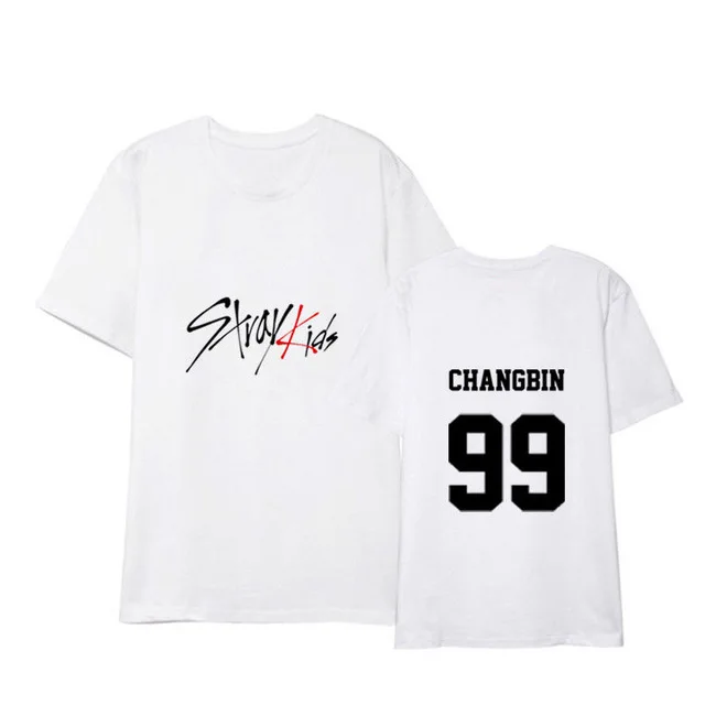 CHANGBINW Straykids/одежда в Корейском стиле; свободная летняя футболка для студентов; Новинка; черно-белая футболка с короткими рукавами для детей - Цвет: CHANGBINW
