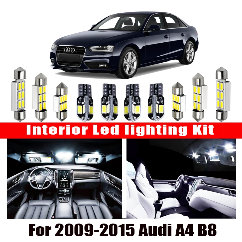 18 шт. 6000K белая фотолампа Canbus Kit для 2009 2015 Audi A4 B8 Avant светодиодная лампа номерного