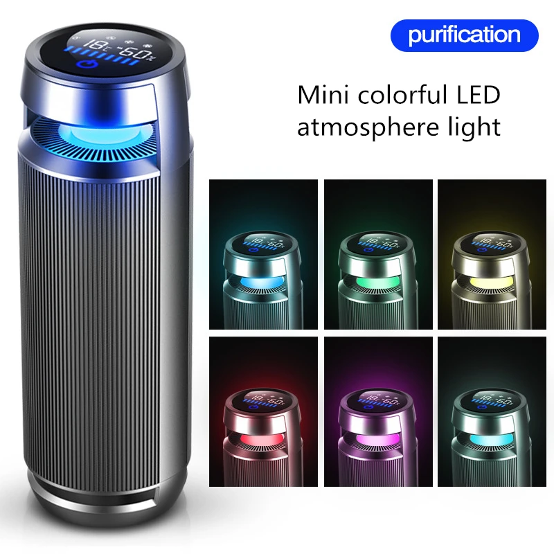 

Car Air Purifier Purificador De Aire Negative Ions Ionizer Ozone Generator Formaldehyde Auto Air Freshener LED Color Change