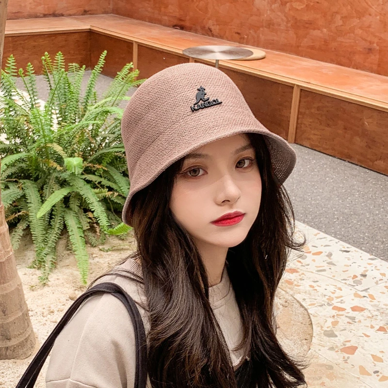 

2021 New Panama Style Famous Brand Kangaroo Fisherman Hat Hat Female Fashion Solid Color Wild Painter Hat Wool Hat Bucket Hat
