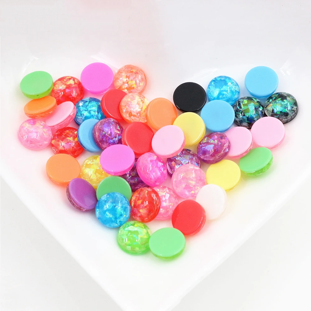 Новая мода 8 мм 40 шт./лот смешанные цвета Встроенная металлическая фольга плоская