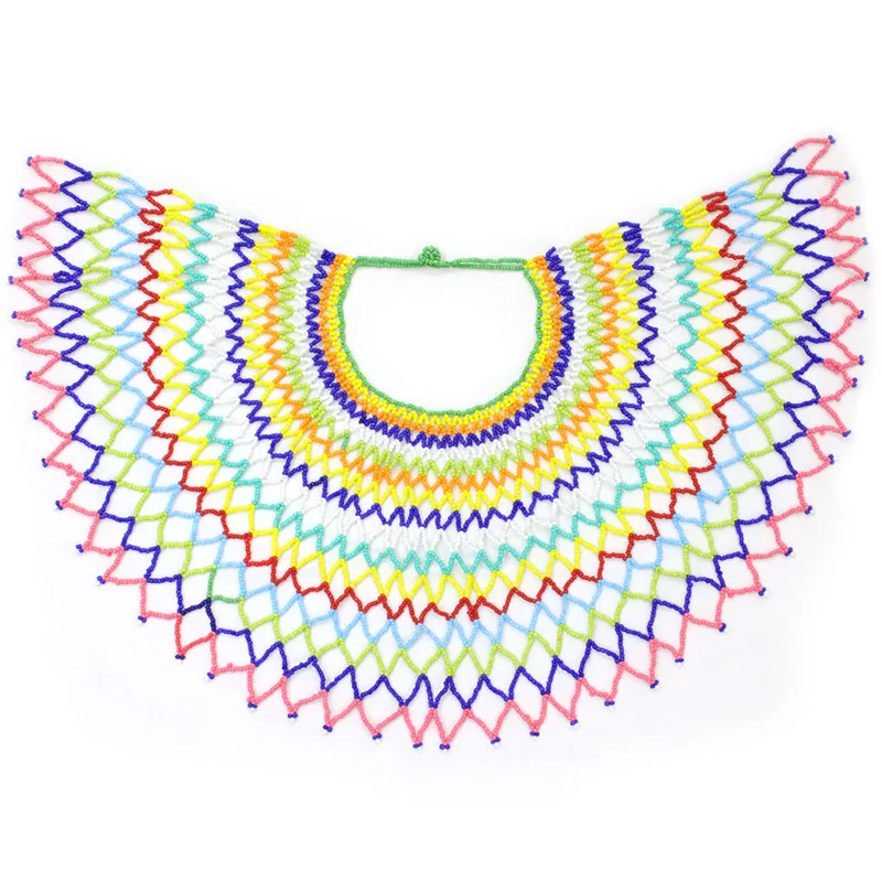 Handwoven African Resin Beaded Chunky Bib Choker Collar Costume Necklace Statement Boho Large Big Shawl Cape Jewelry | Украшения и