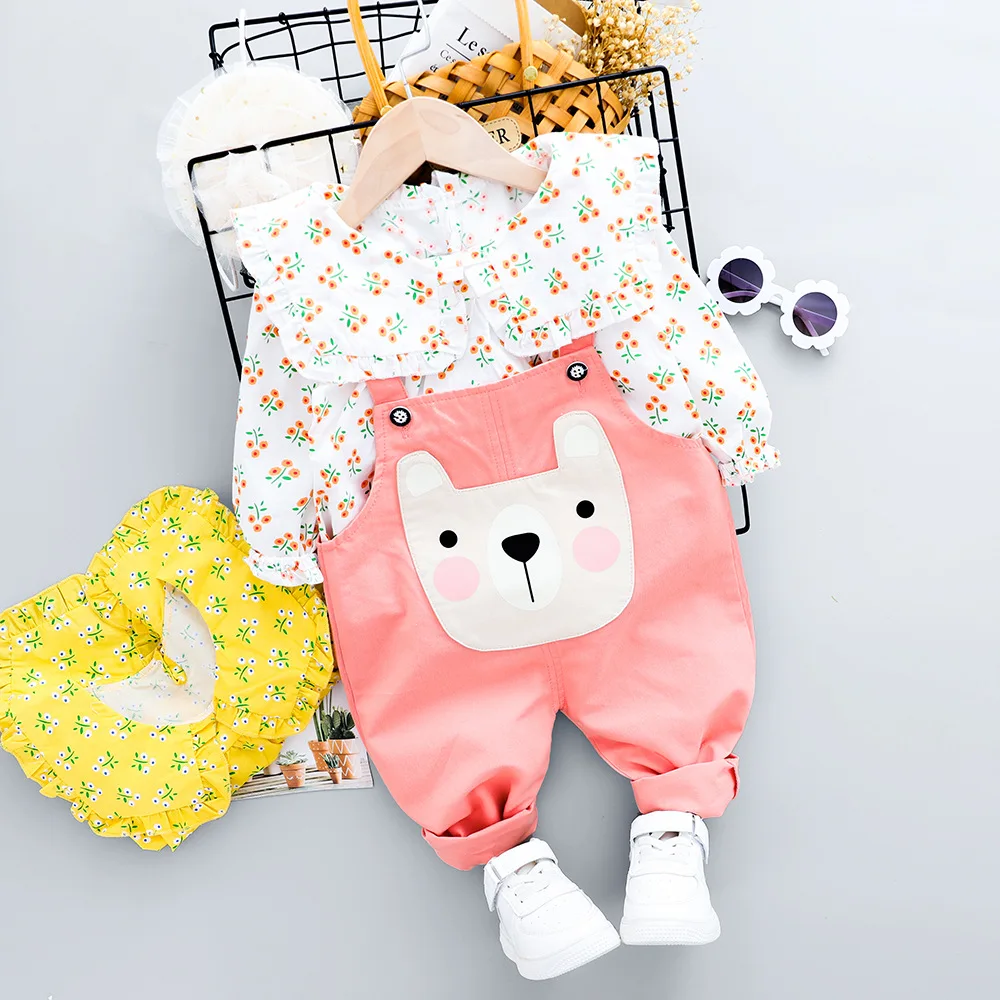 

LISUNNY, комплекты одежды для маленьких девочек, осень 2021, повседневная одежда для новорожденных, кружевные топы, комбинезоны, 2 предмета, детск...