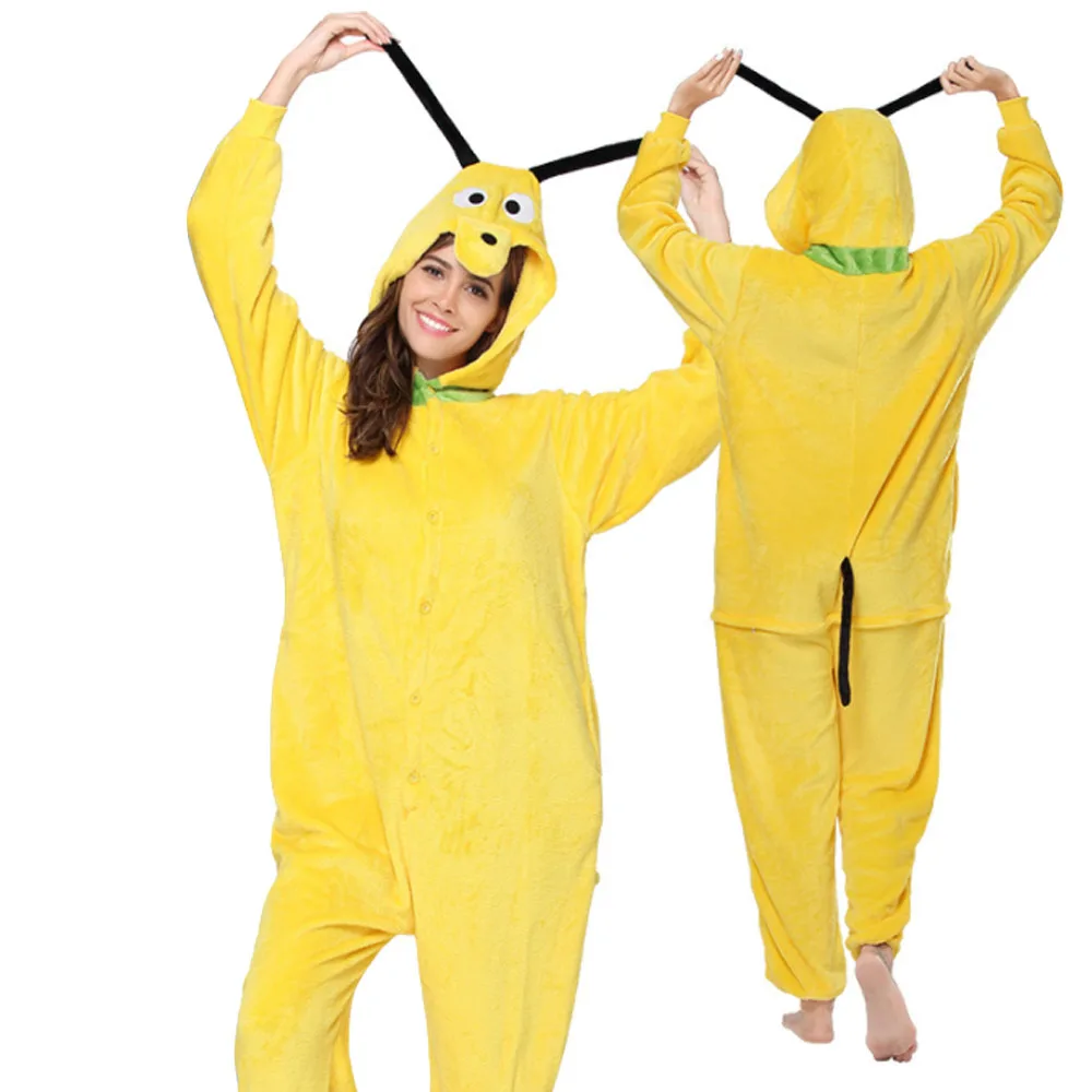 Комбинезон для взрослых милая Слитная Пижама с изображением желтой собаки