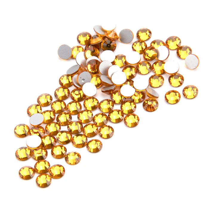 TOPAZ Стразы высшего качества без горячей фиксации, SS3-SS40, все размеры AB/прозрачные разноцветные стеклянные хрустальные камни для украшения одежды - Цвет: TOPAZ