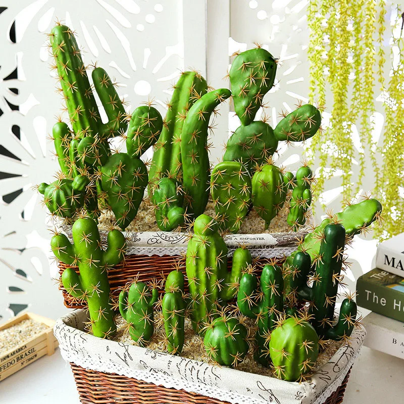 

Cactus Artificial Succulents Fake Plastic Opuntia Faux Green Desert Plants Large Flower Arrangement Home Garden Decoration