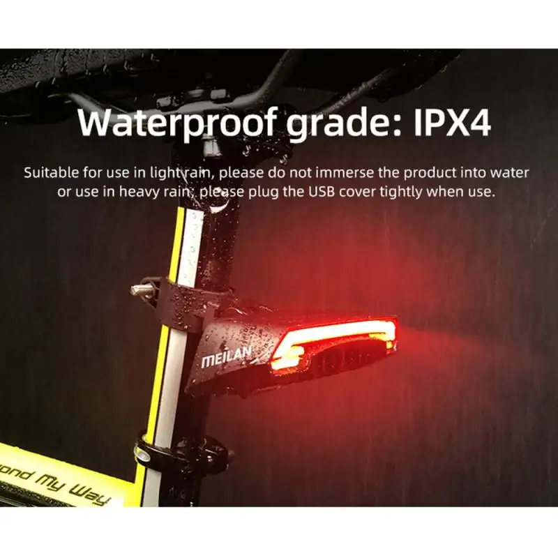 

MEILAN X5 Smart Bike Tail Light Turn Signals Automatic Brake Light Wireless USB Remote Control Rear Light Safety Warning Lights