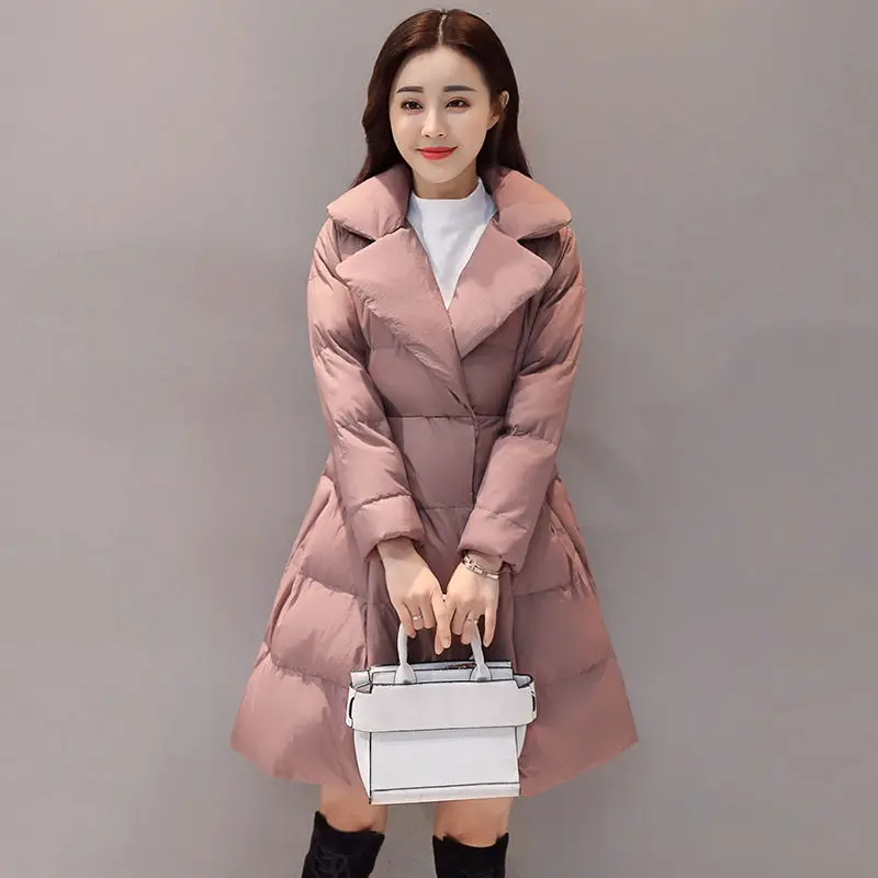 

Women 2021 Winter Fashion New Casual Parkas Female Thicken Warm Long Sleeve Jacket Coat High Street Cotton Padded Outerwear A433