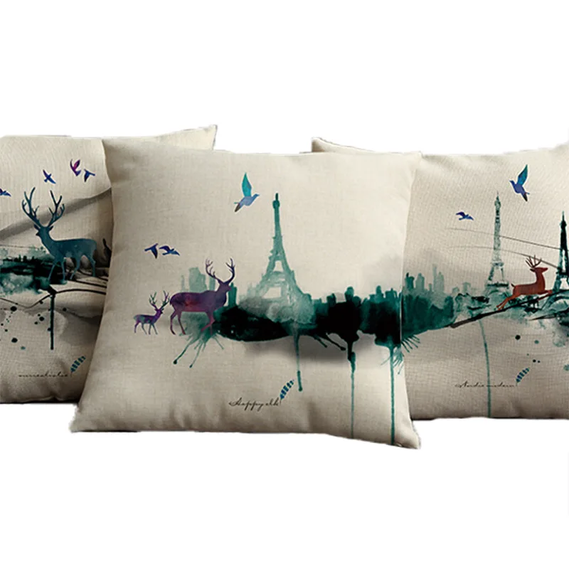 

New Pillow Dream Elk Series Office Waist Bedside Cotton and Linen Pillow Fashionable and Wearable Customized Cushion