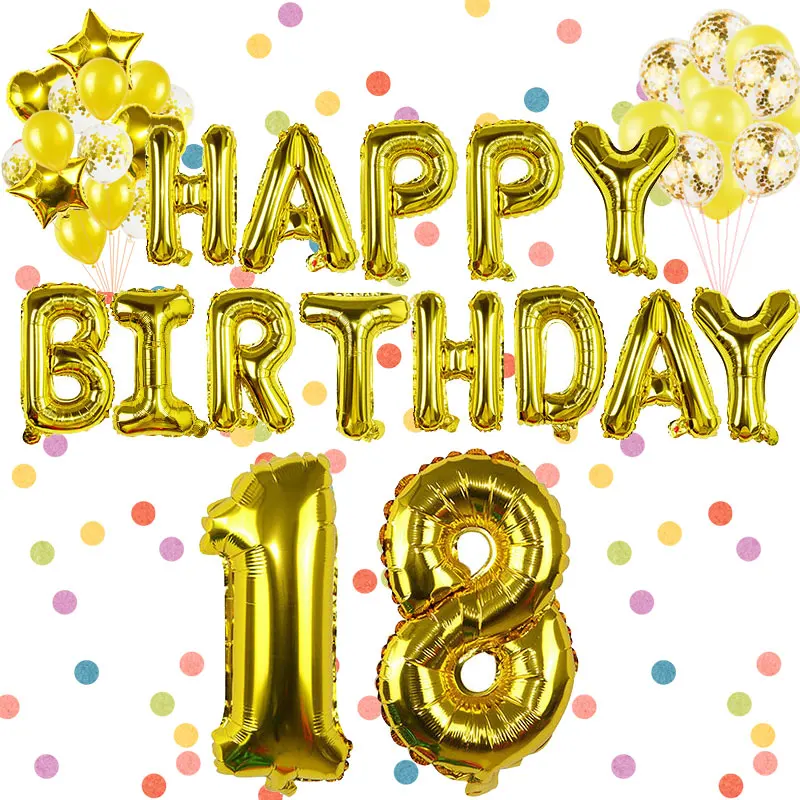 С днем рождения 18 фольгированных воздушных шаров круглый шар сердца 21/18/18 День