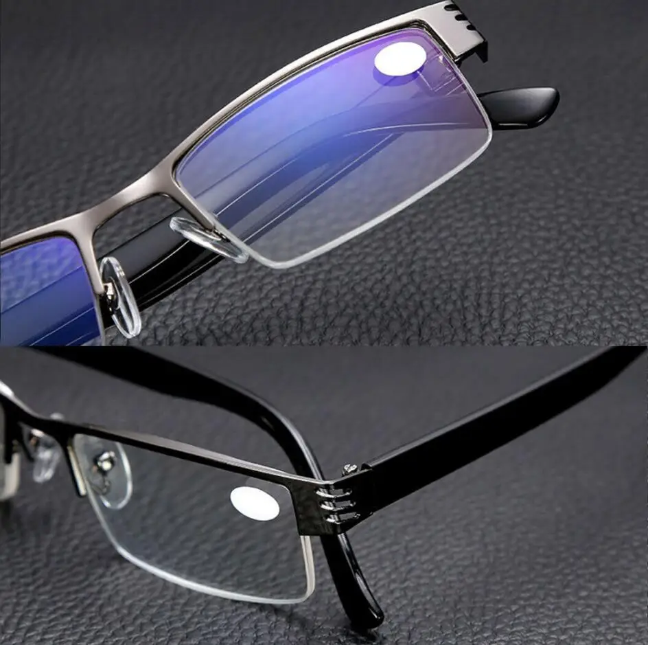 Мужские деловые очки для чтения Модные металлические Полуободковые мужские