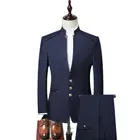 Новинка, высококачественные мужские костюмы (пиджак + жилет + брюки), Модный деловой Свадебный банкетный костюм для мужчин, Азиатские размеры S - 4XL