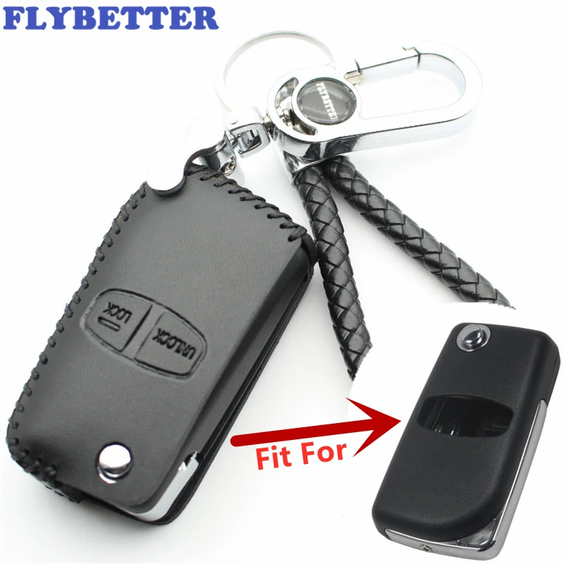 Флип чехол FLYBETTER из натуральной кожи с 2 кнопками для Mitsubishi Pajero/Grandis/Outlander/Lancer EX