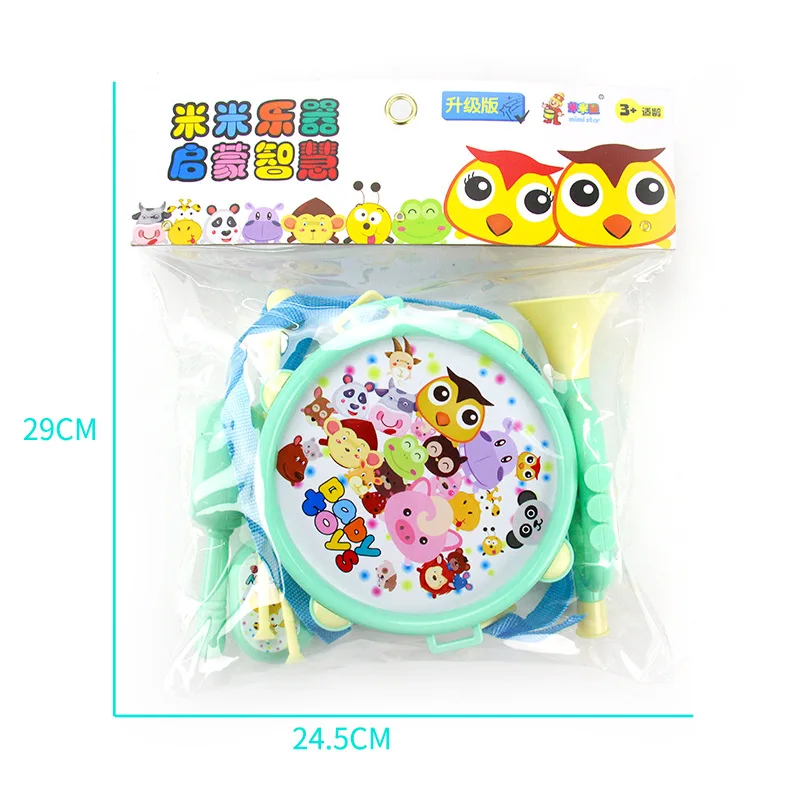 

Mini Musical Instruments Colorful Jazz Drums Set Percussion Sand Hammer Rattle Drum Baby Enlightenment Toys