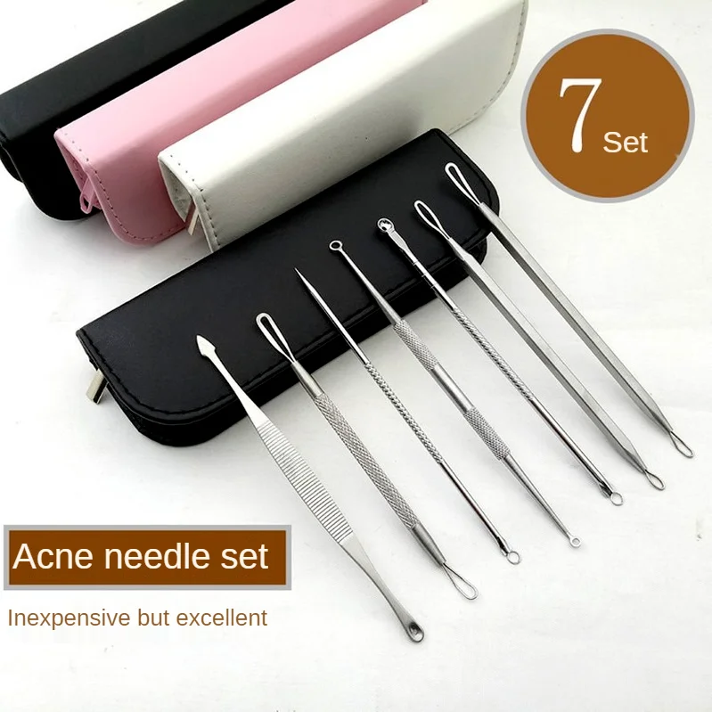 

7pc Cell Acne Clip Facial Care Beauty Tool To Remove Blackheads and Acne Stainless Steel Tweezers Pore Cleaner Set Beauty Tools