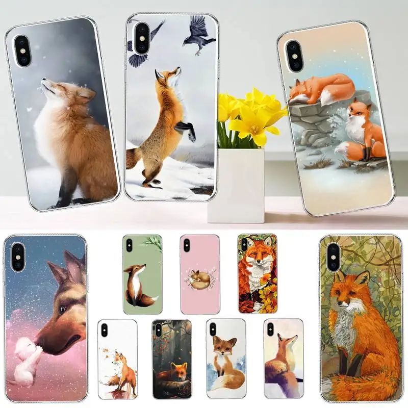 

Fox In Autumn leaves forest Phone Case Transparent soft For iphone 12 11 13 7 8 6 s plus x xs xr pro max mini