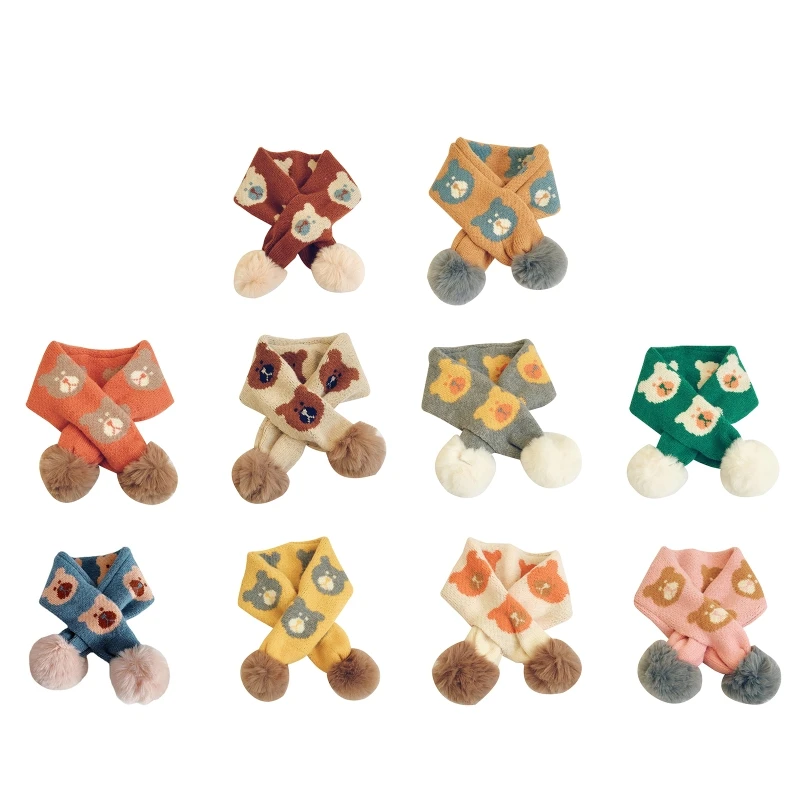 

Детские вязаные шарфы, шейный теплый плотный шарф с помпоном, новинка 2021