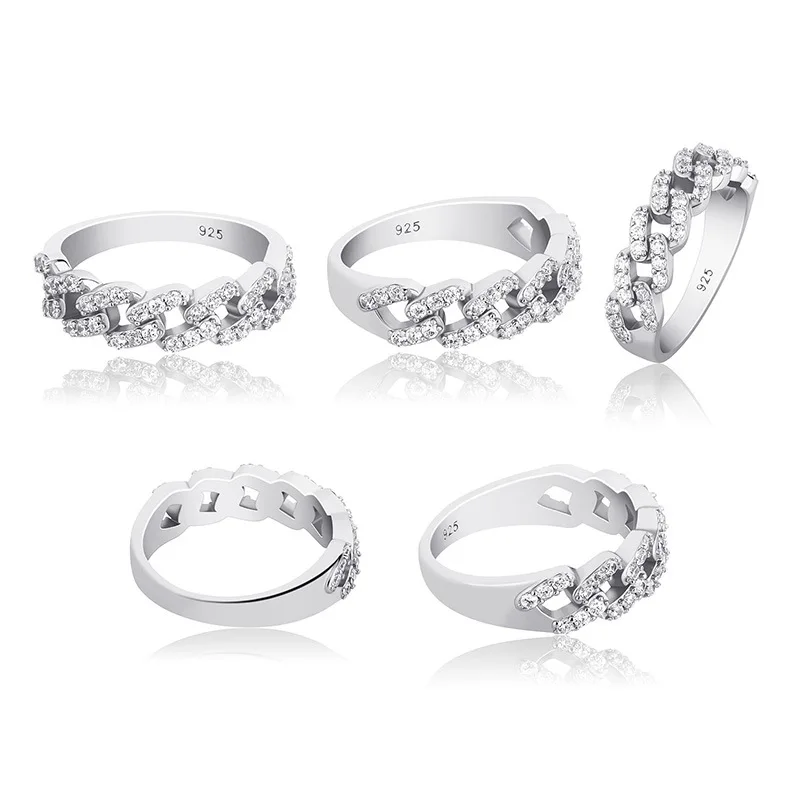 

Hot Selling Popular 925 Silver Full Zircon Ring Woman Personalized Engagement Jewelry