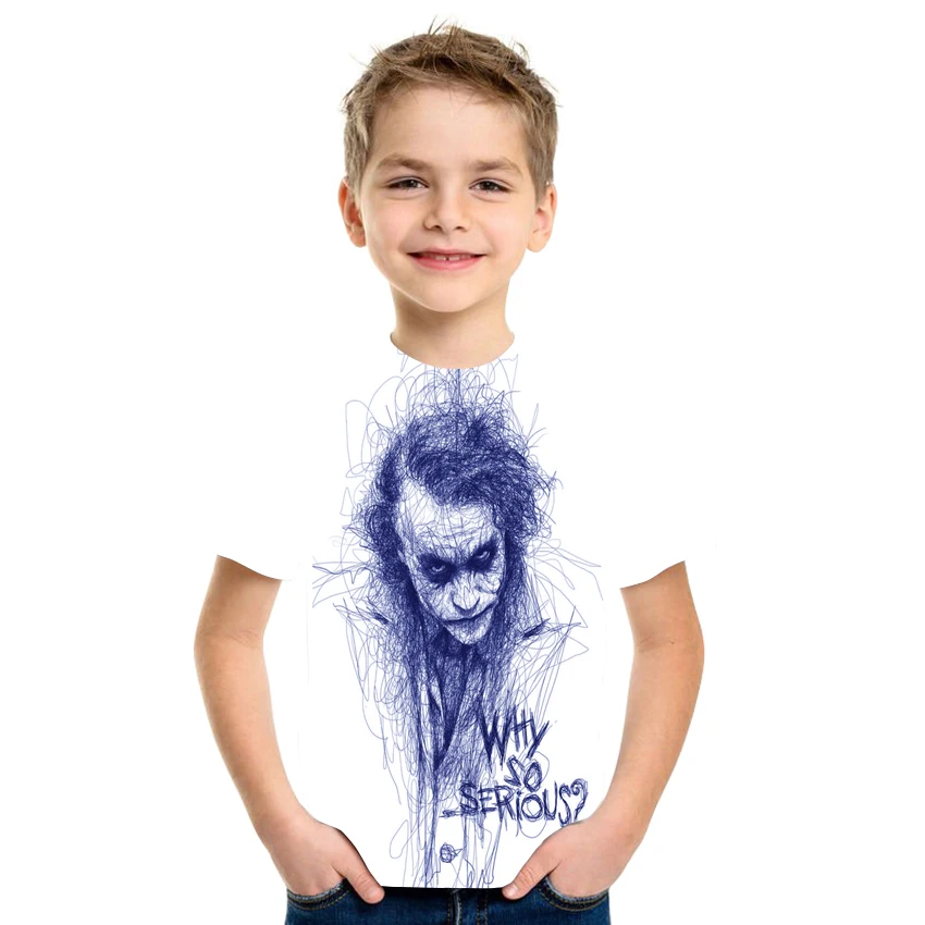 

2021 New Clown Series Kids T-shirt Funny Clown Face Tops 3D Printed Fashion Short-sleeved Round Neck Shirt Trendy Streetwear