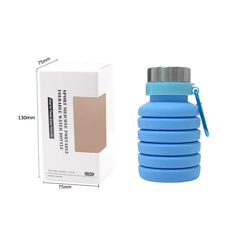 Новинка 470 мл силиконовая складная бутылка для воды пищевая спорта на открытом