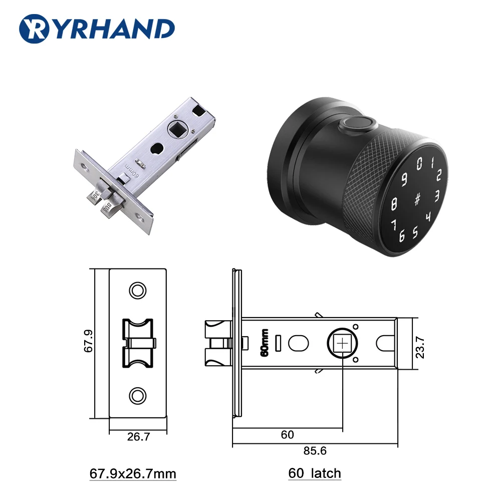 60mm black Умный замок отпечатков пальцев Биометрический Дверной замок без ключа сенсорная клавиатура карта электронный цифровой дверной замок с ТТ замком приложение - Цвет: 60mm black
