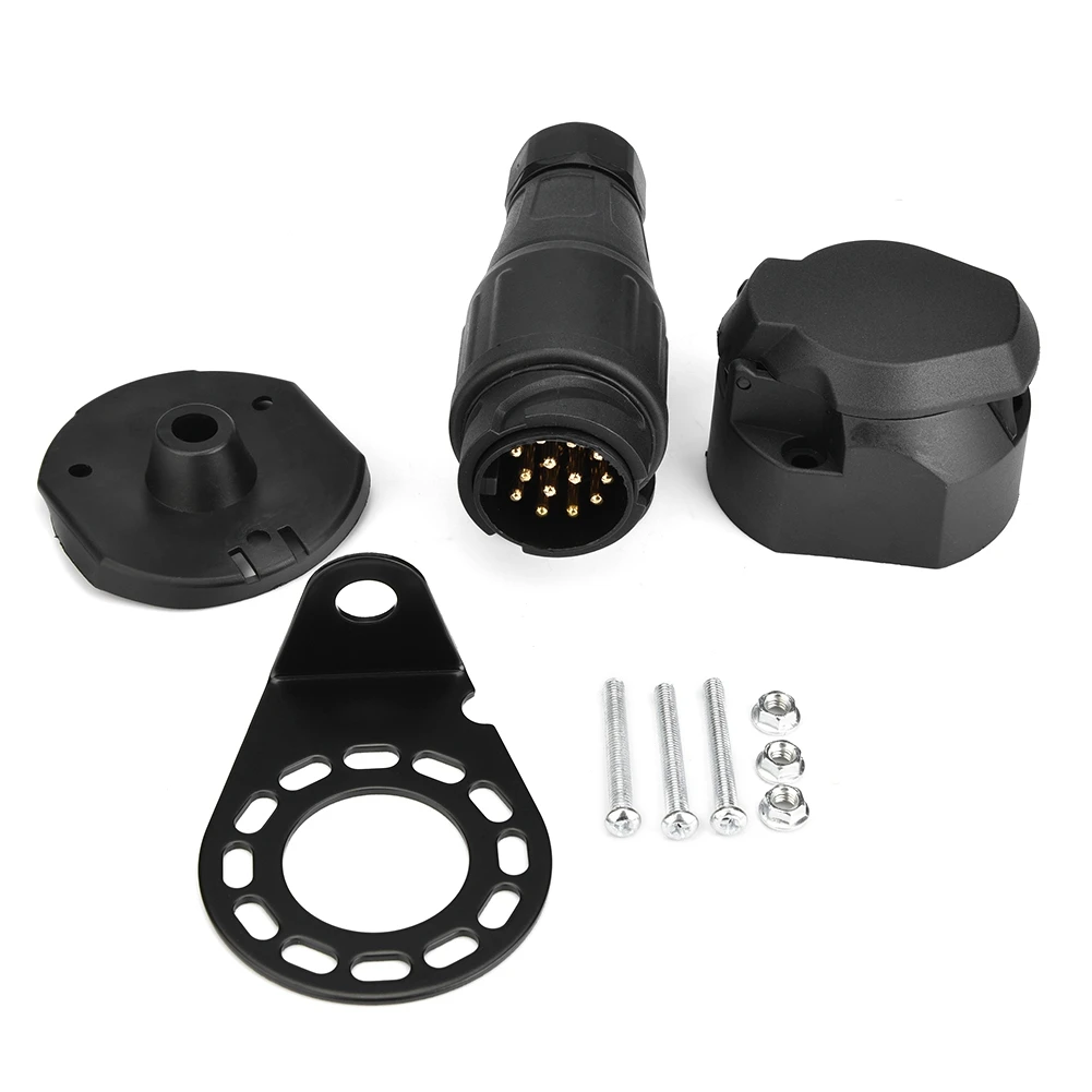 

12V 13Pin Trailer Plug Socket Connector Adapter Bracket for Trailer Caravan Towing Towbar