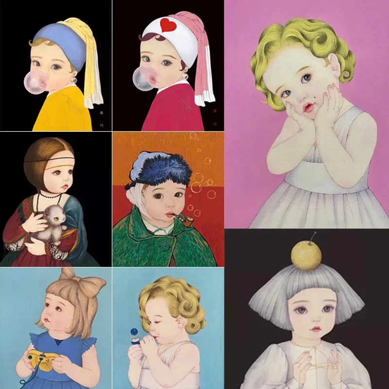 

Full diamond 5D diamond painting cartoon girl portrait DIY digital diamond painting cross stitch mosaic bedroom home decoration