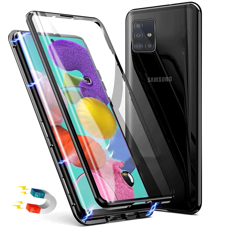 Двухсторонний Магнитный чехол для Samsung Galaxy S20 S10 S9 S8 Plus Note 20 Ultra 10 Pro 8 9 A51 A71 A50 A70 A10