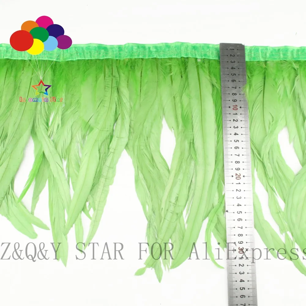 Pluma de cola de gallo Natural 20-25CM te&ntilde;ido fruta verde DIY joyer&iacute;a artesan&iacute;a mostrar Ropa Accesorios pluma-1