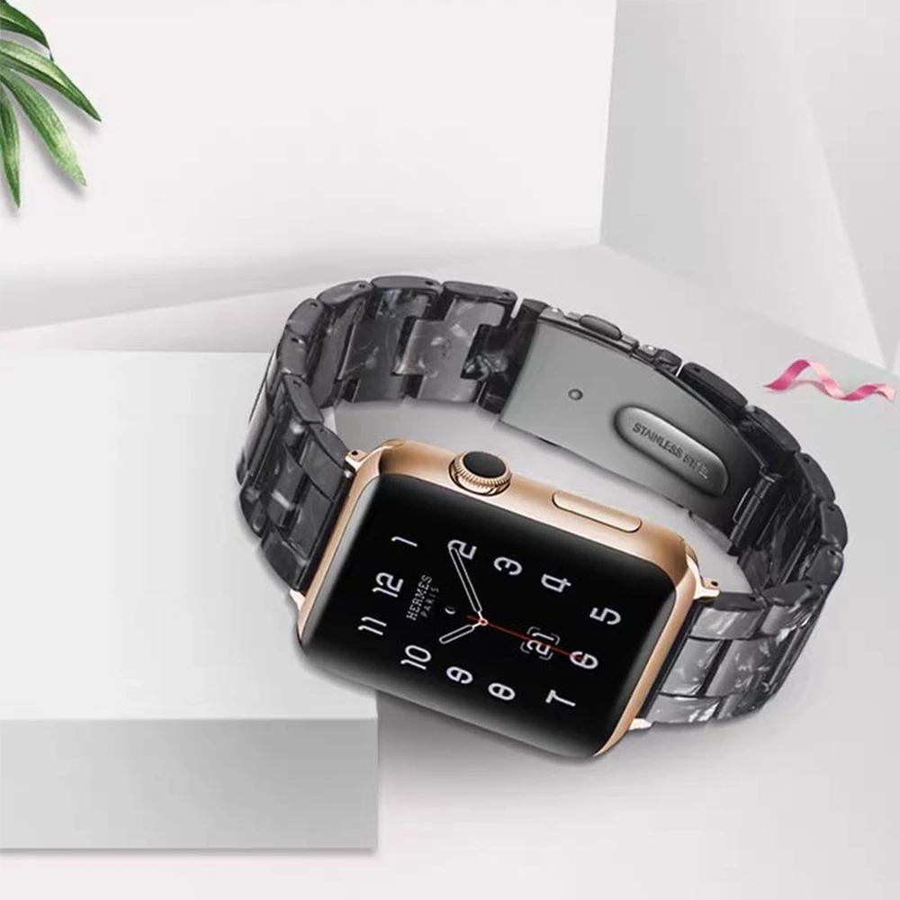 

Compatible with Apple Watch Bands 40mm Women Stylish Resin Strap Bracelet Buckle Replacement for IWatch Band 42mm 6/5/4/3/2/1/SE