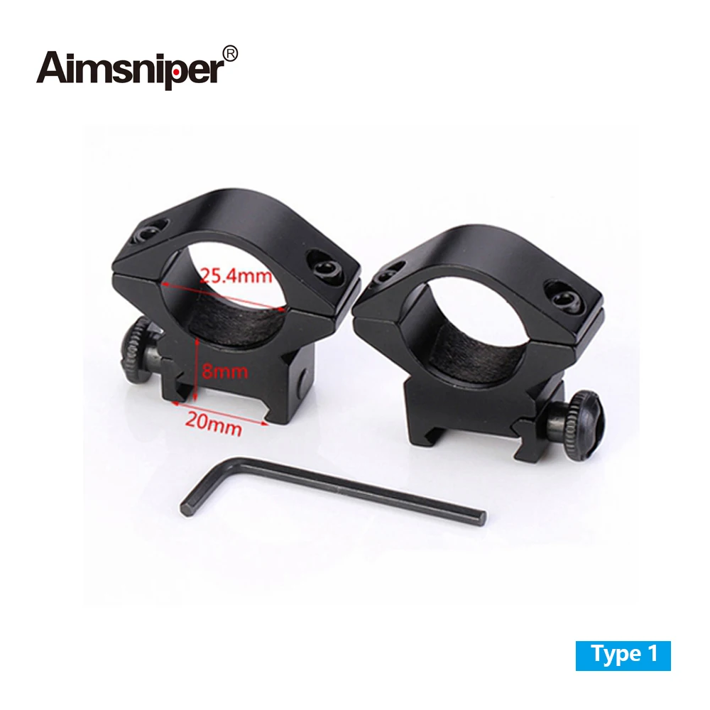 Tactical 2PCS/lot Profile Flashlight 25.4mm1&quot Rifle Scope Mount Rings 11/20mm Picatinny Weaver Rail For Hunting Riflescope | Спорт и