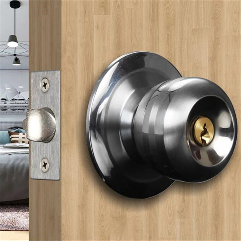 CHEAP! Aluminum Alloy Round Door Knobs Rotation Lock Knobset Handle Metal Knob With Key for Bedrooms Living Rooms Bathrooms |