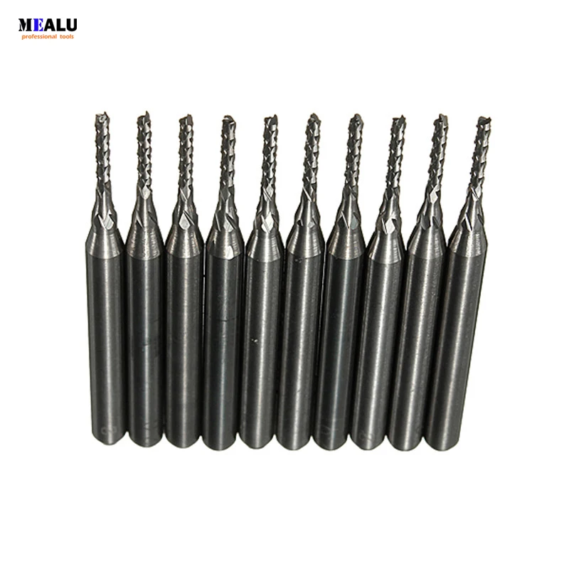 

Твердосплавная Концевая фреза, гравировальные фрезы для роторных фрез PCB 1,2 мм для обработки металла, сверления древесины, 10 шт.