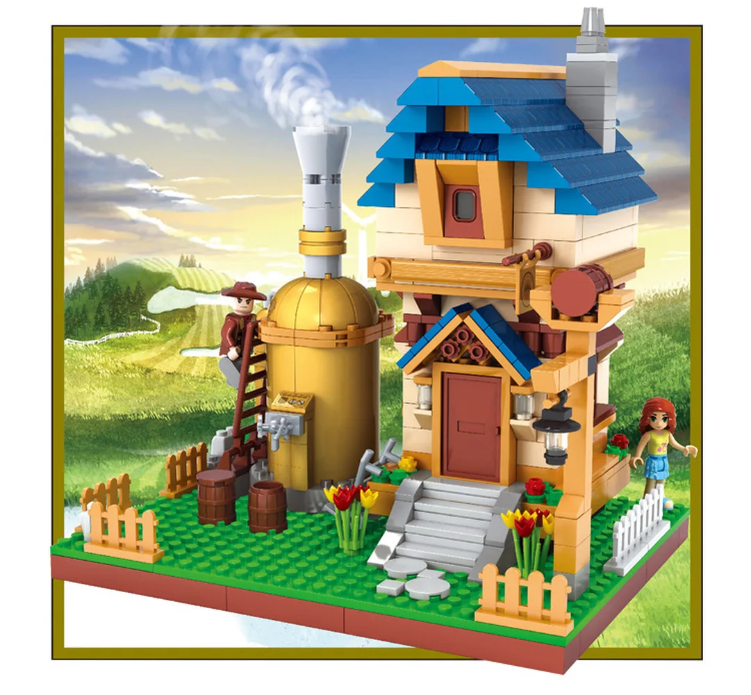 

453pcs Village Architecture Model 28801 Production Wine House Building Blocks Set Education Kid Toys For Children Gifts