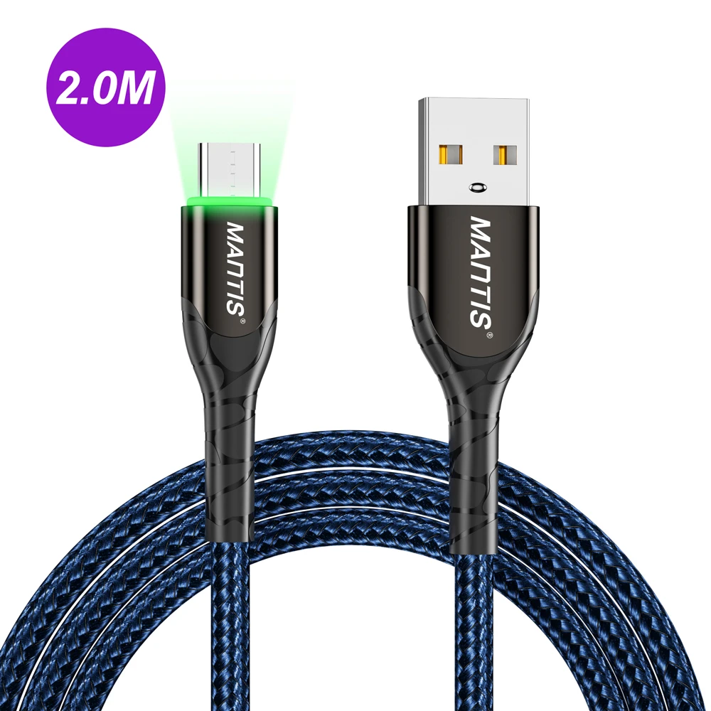 2M Blue MANTIS 3 м 2 м светодиодный кабель Micro Usb для samsung Xiaomi 3A Быстрая зарядка зарядное устройство через Micro Usb Android мобильный телефон кабель для передачи данных - Цвет: 2M Blue
