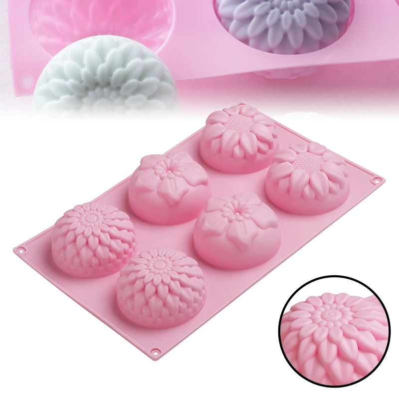 Форма для мыла в форме цветка из силикона 6 отверстий случайный цвет сделай сам
