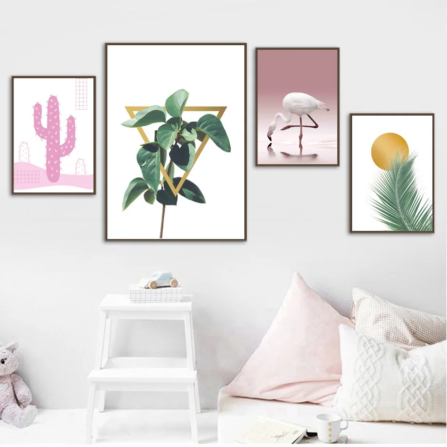 

Cactus Banyan Tree Sunflower Flamingo Wall Art Canvas Painting Nordic Posters And Prints Wall Pictures For Living Room Decor